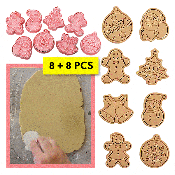 Matrite pentru prajituri de craciun (8 + 8 GRATIS) - Biscuity