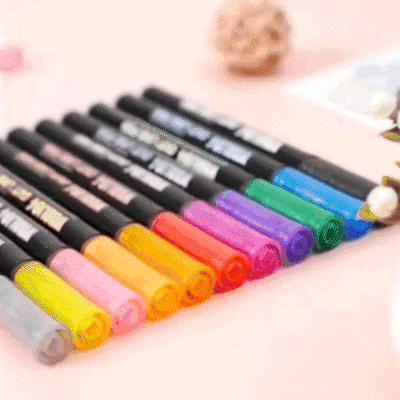 Markere de argint cu chenar colorat - 12 buc - Silvermarkers