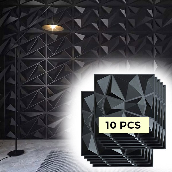 Autocolante negre 3d pentru perete (10 bucăți) - Gemwall
